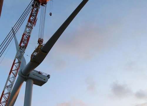 第一臺MHI維斯塔斯8.3MW機器安裝在Vattenfall項目